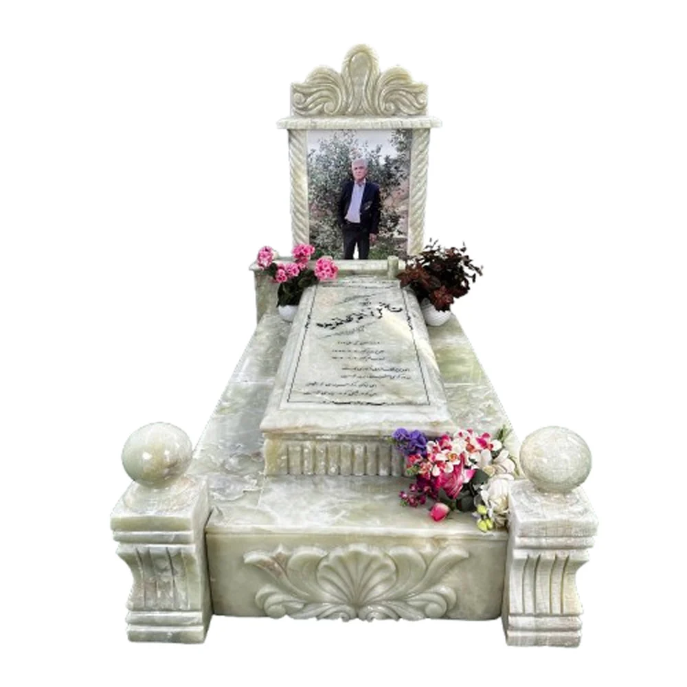 سنگ قبر مدل یاس vip تمام شمش مرمر سبز