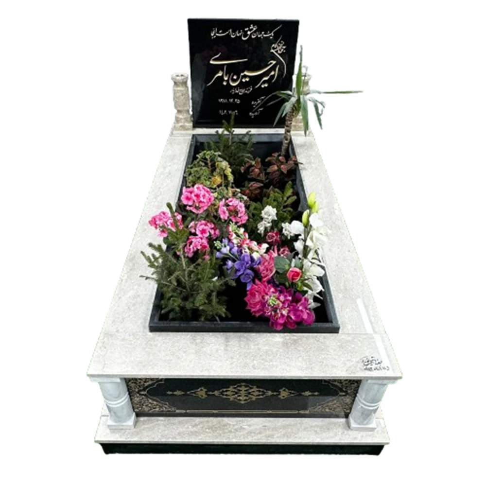 تلفیق گرانیت مشکی و سنگ کرم شکلاتی