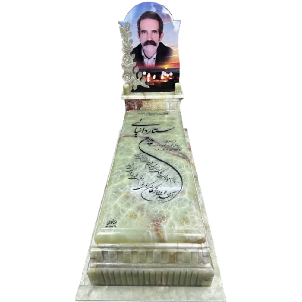 سنگ قبر مدل پردیس با سنگ مرمر سبز